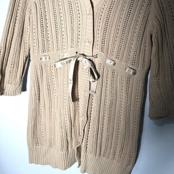 Motherhood Maternity Cable Knit Cardigan tan color size Medium #47 - Picture 4 of 6